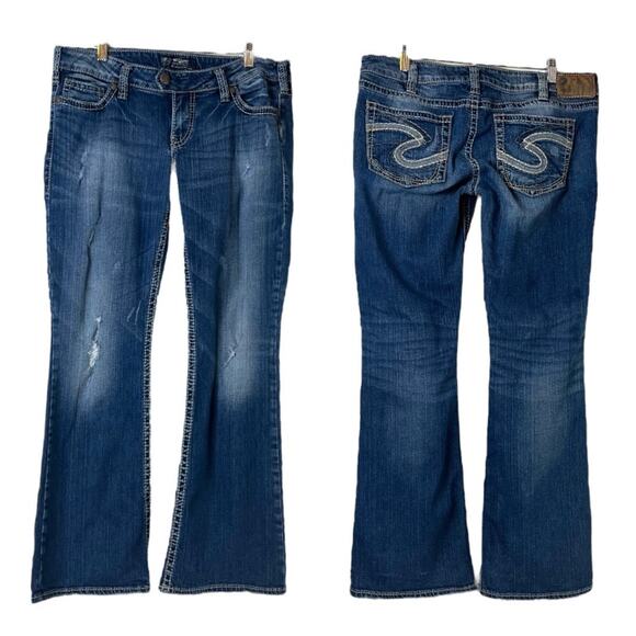 Silver Jeans Tuesday Bootcut Distressed Low Rise Medium Wash Women’s Size 32x31 - Picture 6 of 6